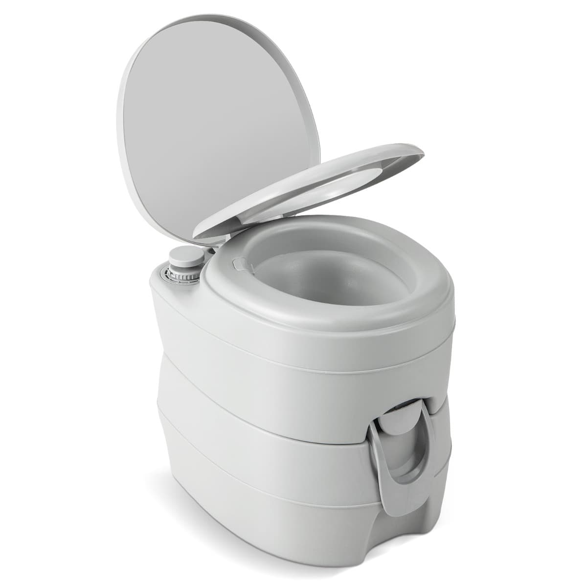 CostwayToilette Portable avec Réservoir d'Eaux Usées Détachable de 20 L Toilette Mobile avec Siège Étanche Pompe de Chasse Toilette de Camping Gris